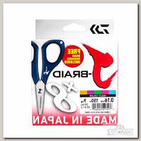 Шнур Daiwa J-Braid X8E-W/SC 0,16мм 150м multicolor + ножницы